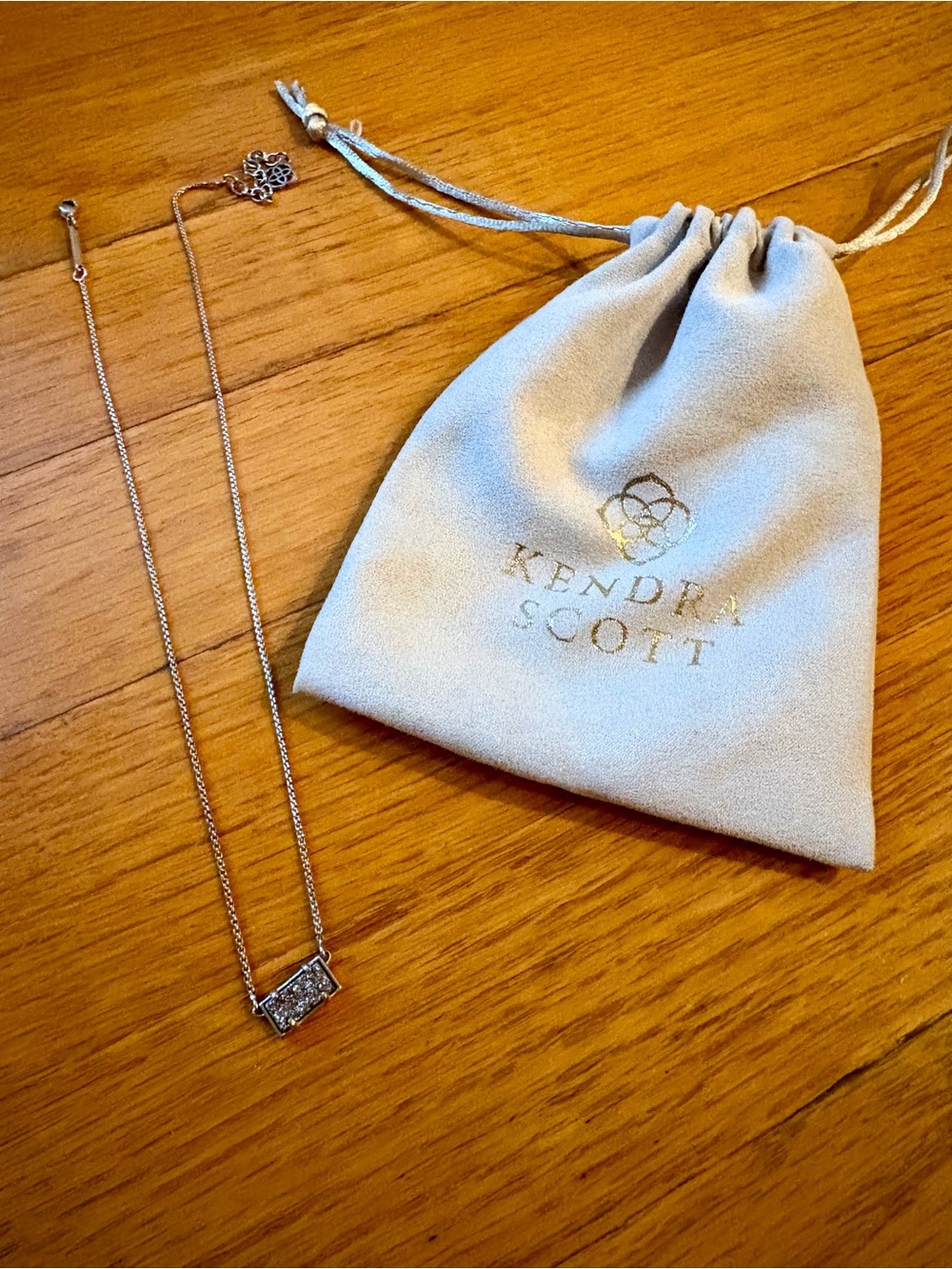 Kendra Scott Silver Bar Pendant Necklace with Black/Silver Crystals